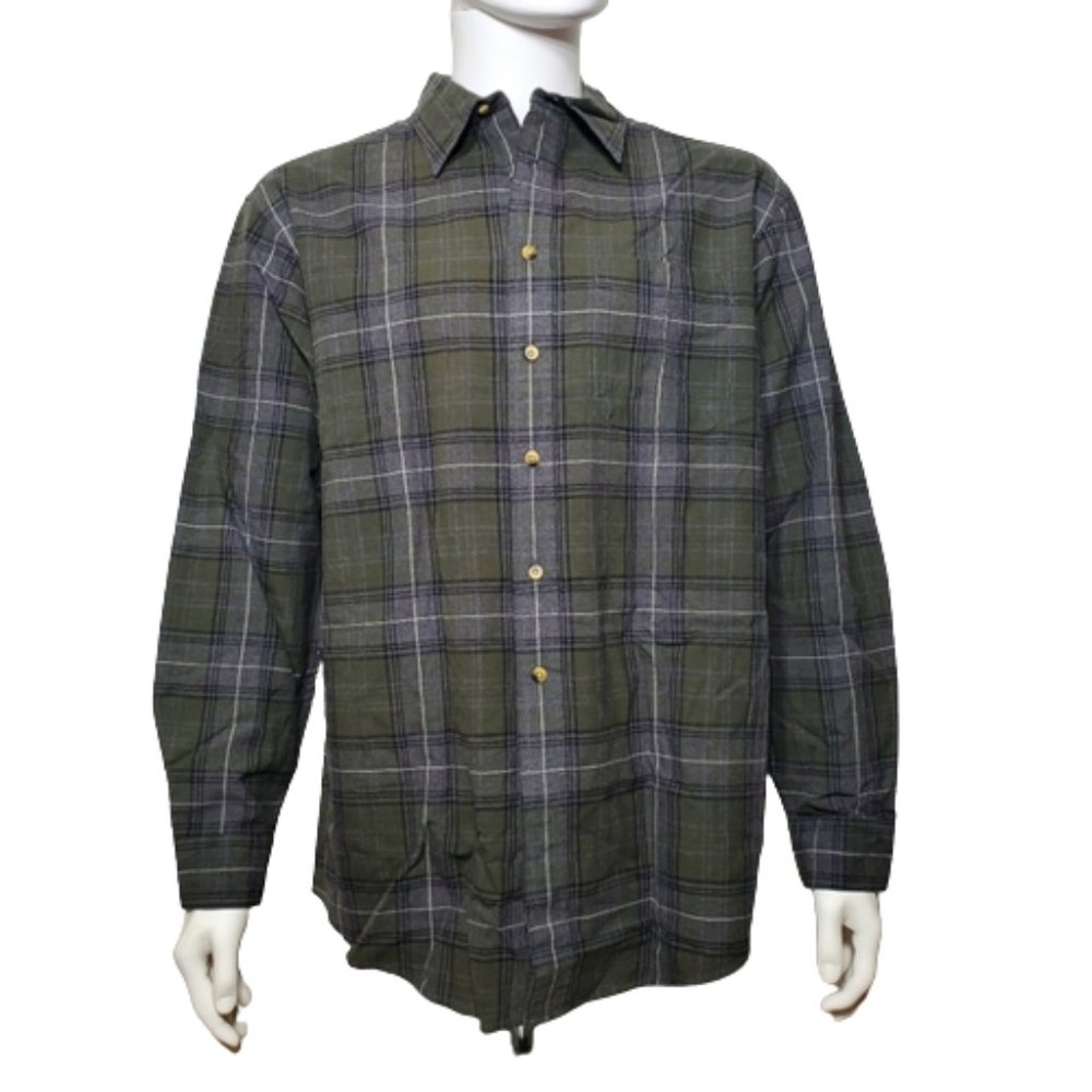 L.L Bean Mens Forest Plaid Long Sleeve